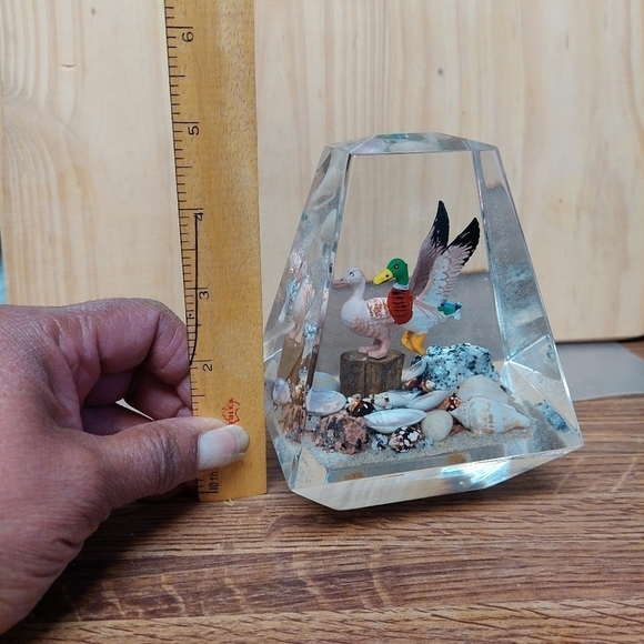 Vintage 80s BCH Plastics Lucite 3D Duck Scene Paperweight - Picture 7 of 8